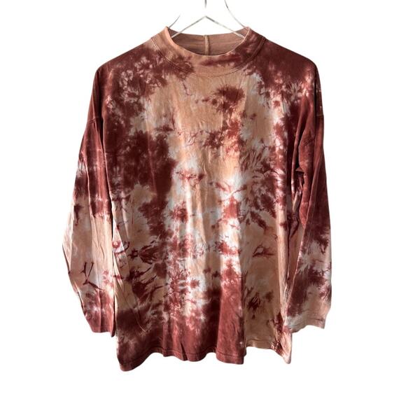 We the Free People Tie-Dye Long Sleeve Tee XS in Cabernet Combo Oversized - Picture 4 of 10